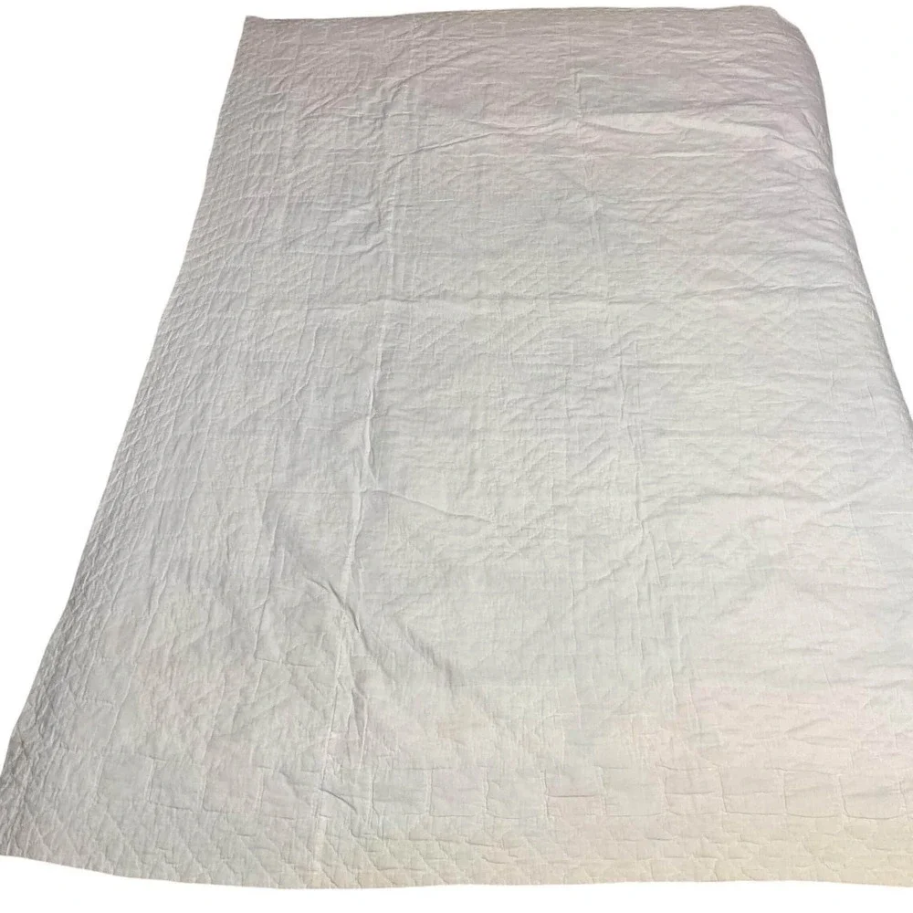 Vintage Hand Quilted Star Quilt 64x82 Labeled Patchwork American Cottage Bedding